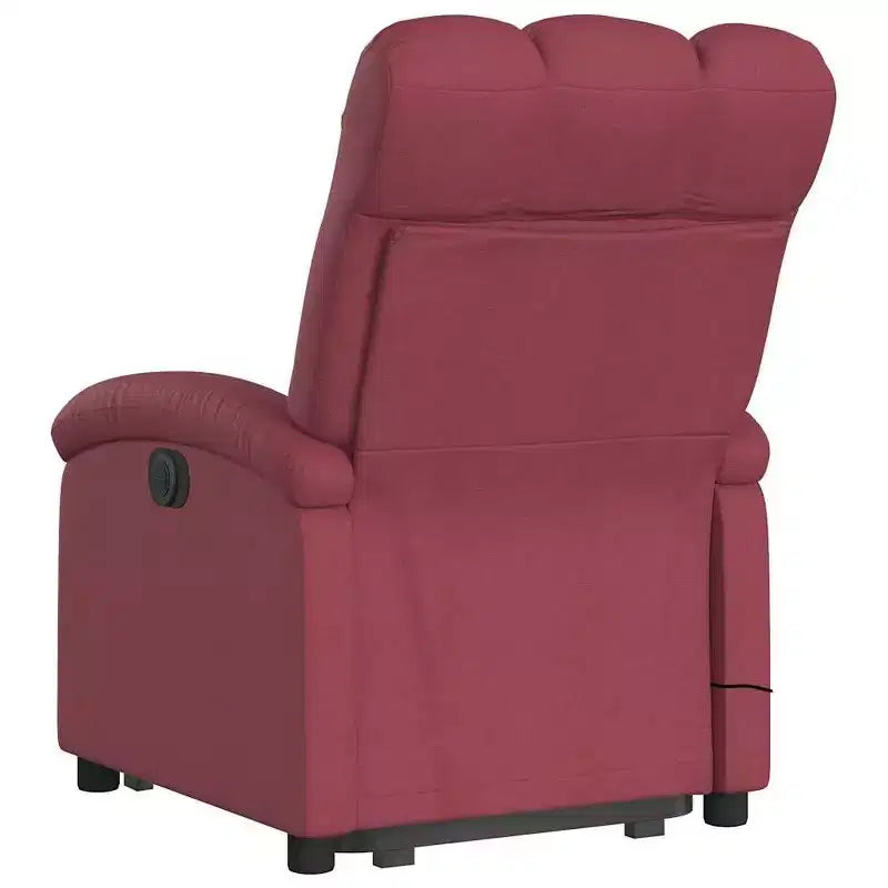 vidaXL Fauteuil de massage inclinable et releveur électrique - Tissu rouge bordeaux, releveur motorisé, inclinable, vibrant, Home Cinéma