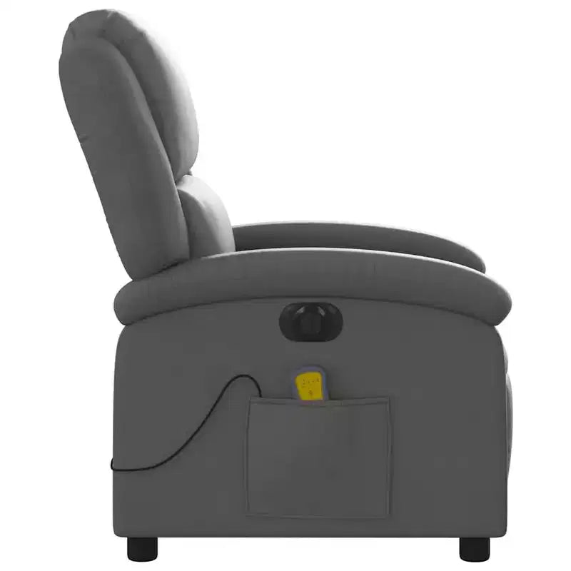 vidaXL Fauteuil inclinable de massage électrique en cuir véritable gris