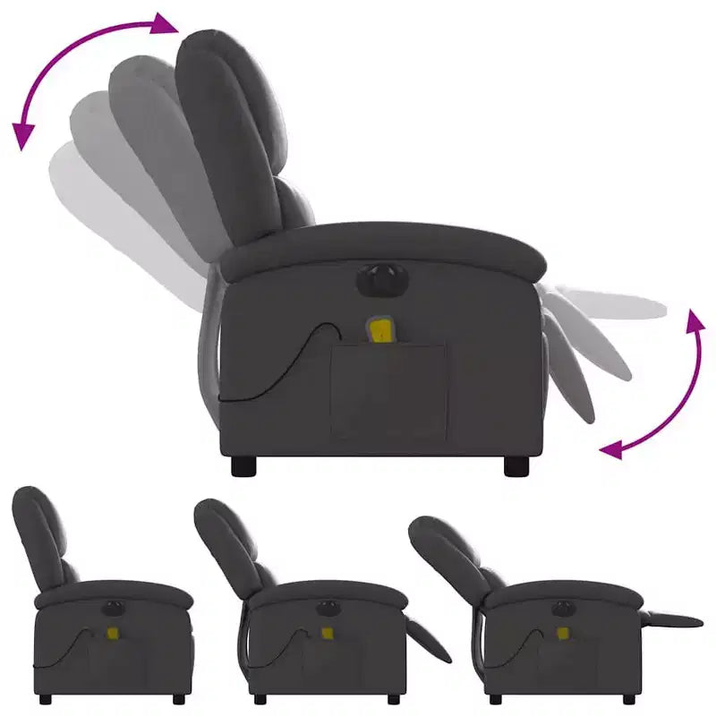 vidaXL Fauteuil inclinable de massage électrique en cuir véritable gris