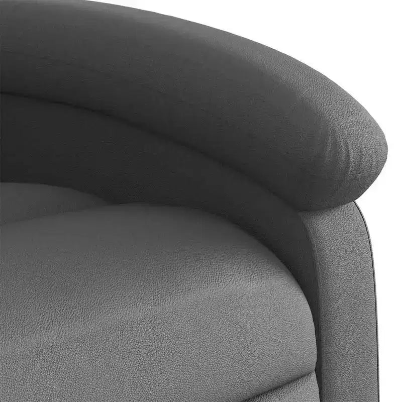 vidaXL Fauteuil inclinable de massage électrique gris en cuir véritable - Fauteuil releveur motorisé, inclinaison manuelle, massage par vibration, rembourrage en mousse