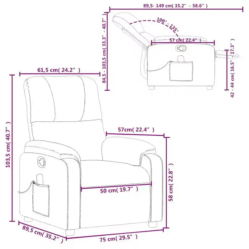 vidaXL Fauteuil inclinable de massage - Fauteuil inclinable manuel en microfibre marron avec massage vibrant et poche latérale pour salon, salle de détente