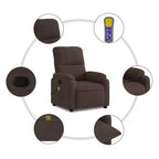 vidaXL Fauteuil inclinable de massage - Fauteuil inclinable manuel en microfibre marron avec massage vibrant et poche latérale pour salon, salle de détente