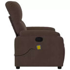 vidaXL Fauteuil inclinable de massage - Fauteuil inclinable manuel en microfibre marron avec massage vibrant et poche latérale pour salon, salle de détente