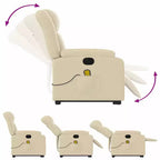 vidaXL Fauteuil inclinable de massage électrique Power Lift - Tissu crème, réglages motorisés, massage vibrant, robuste, conception confortable pour les personnes âgées