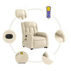 vidaXL Fauteuil inclinable de massage électrique Power Lift - Tissu crème, réglages motorisés, massage vibrant, robuste, conception confortable pour les personnes âgées