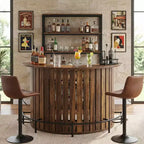 Table de bar MAYEERTY incurvée à 4 niveaux, mini bar moderne rustique avec repose-pieds et construction en MDF.