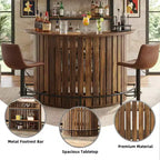 Table de bar MAYEERTY incurvée à 4 niveaux, mini bar moderne rustique avec repose-pieds et construction en MDF.