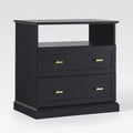 Modern Farmhouse Nightstand with Open Shelf for Bedroom Storage