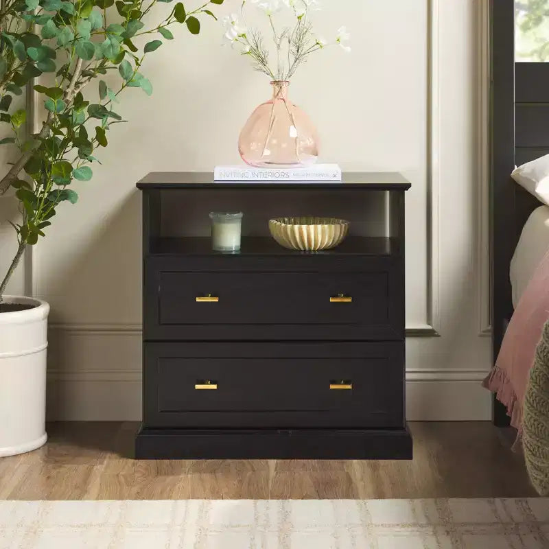 Table de chevet de style ferme moderne avec étagère ouverte pour la chambre à coucher