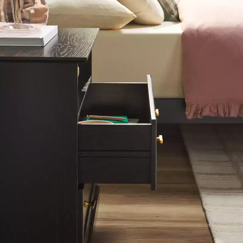 Table de chevet de style ferme moderne avec étagère ouverte pour la chambre à coucher