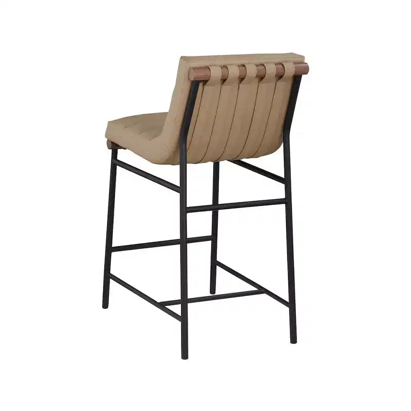 Tabouret de comptoir en cuir végétalien Burke Tan de Meridian Furniture