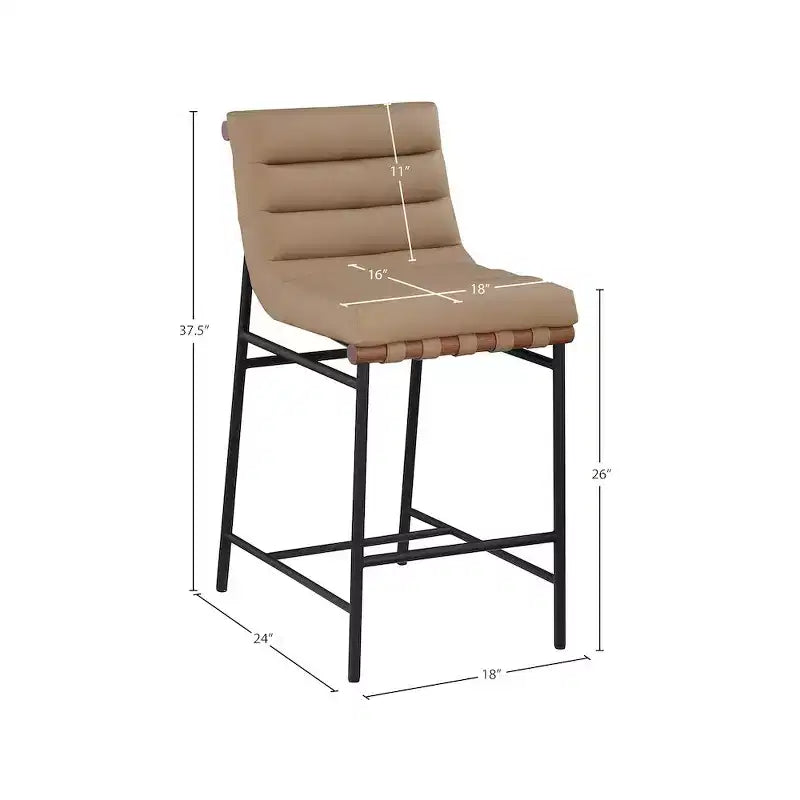 Tabouret de comptoir en cuir végétalien Burke Tan de Meridian Furniture