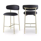 Meridian Furniture,Lupita Black Vegan Leather Counter Stool, Set of 2