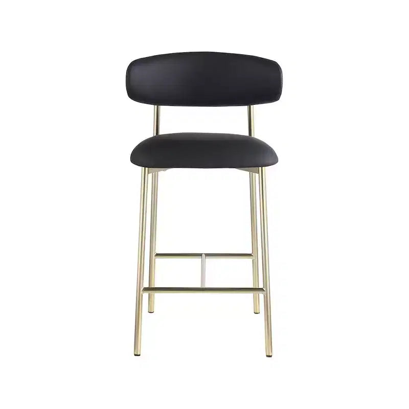 Meridian Furniture, Tabouret de comptoir Lupita en cuir vegan noir, Lot de 2