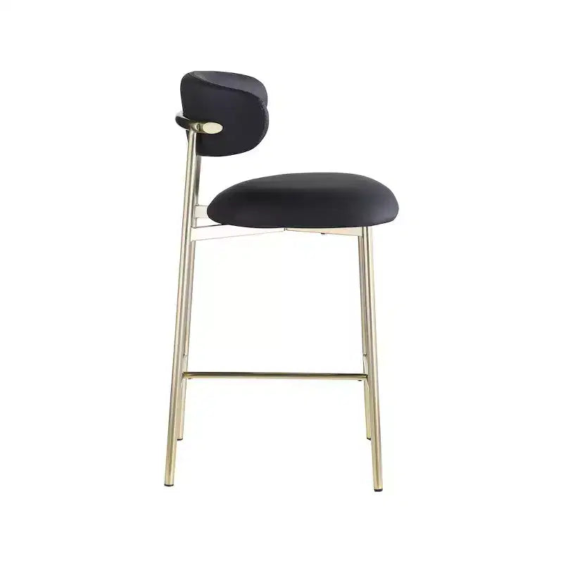 Meridian Furniture, Tabouret de comptoir Lupita en cuir vegan noir, Lot de 2