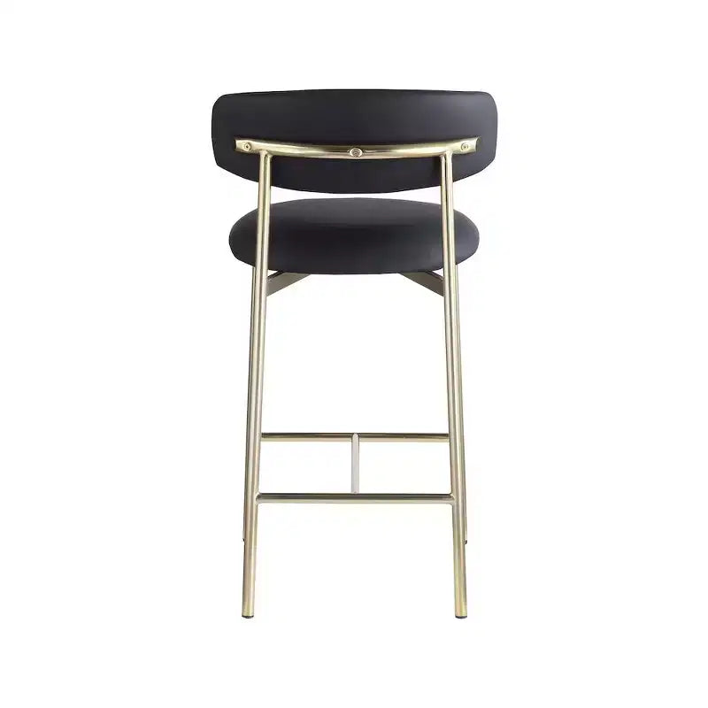 Meridian Furniture, Tabouret de comptoir Lupita en cuir vegan noir, Lot de 2