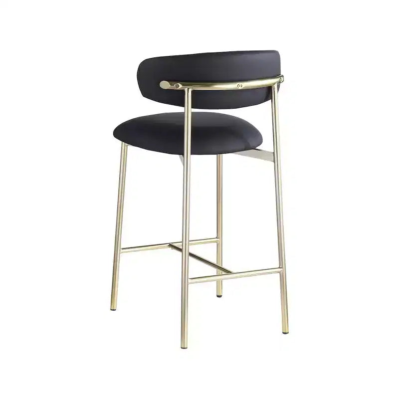 Meridian Furniture, Tabouret de comptoir Lupita en cuir vegan noir, Lot de 2