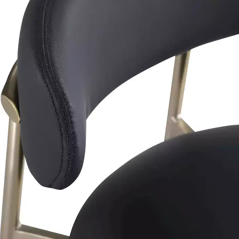 Meridian Furniture, Tabouret de comptoir Lupita en cuir vegan noir, Lot de 2