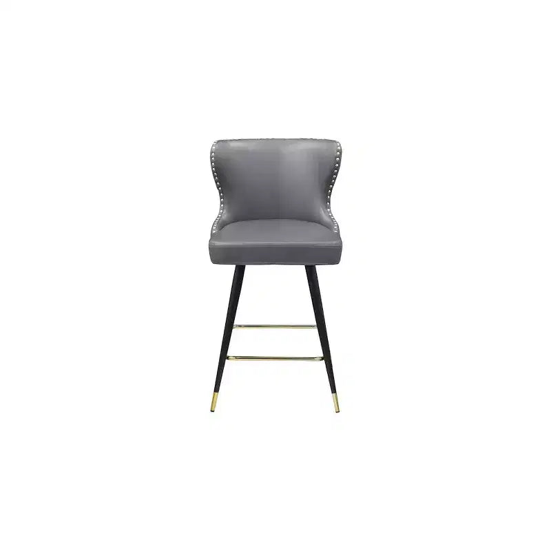 Meridian Furniture, Tabouret de comptoir/bar Hendrix en cuir végétalien gris, Lot de 2