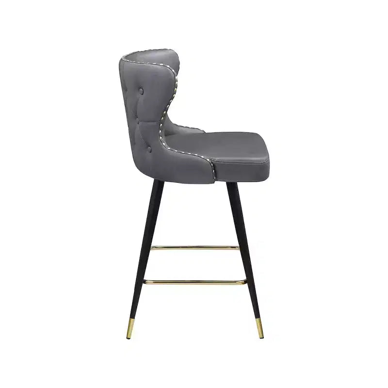 Meridian Furniture, Tabouret de comptoir/bar Hendrix en cuir végétalien gris, Lot de 2