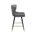Meridian Furniture, Tabouret de comptoir/bar Hendrix en cuir végétalien gris, Lot de 2