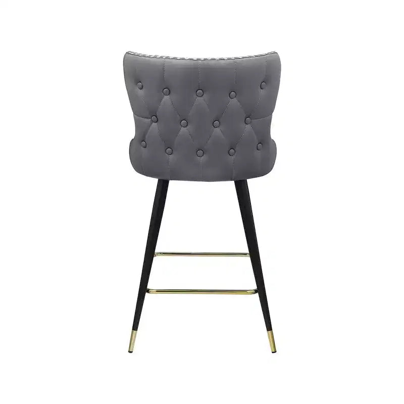Meridian Furniture, Tabouret de comptoir/bar Hendrix en cuir végétalien gris, Lot de 2