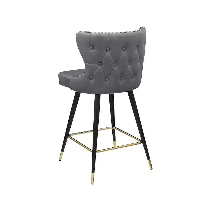 Meridian Furniture, Tabouret de comptoir/bar Hendrix en cuir végétalien gris, Lot de 2