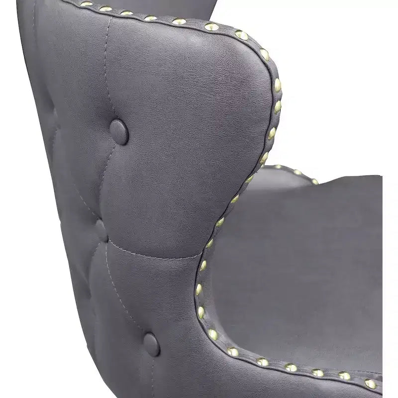 Meridian Furniture, Tabouret de comptoir/bar Hendrix en cuir végétalien gris, Lot de 2