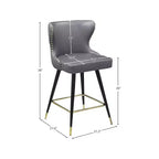 Meridian Furniture, Tabouret de comptoir/bar Hendrix en cuir végétalien gris, Lot de 2