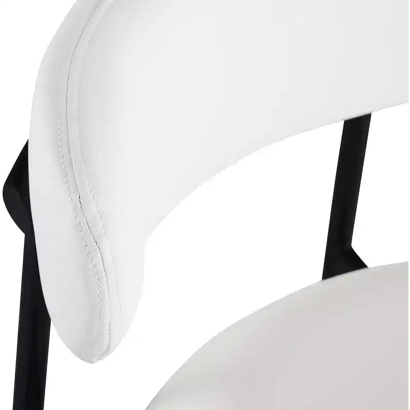 Meridian Furniture, Tabouret de comptoir Lupita en cuir vegan blanc, Lot de 2