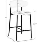 Meridian Furniture, Tabouret de comptoir Lupita en cuir vegan blanc, Lot de 2