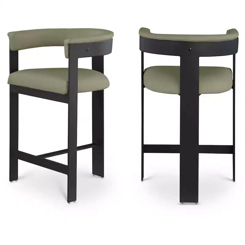 Meridian Furniture,Romeo Olive Green Vegan Leather Counter Stool, Set of 2