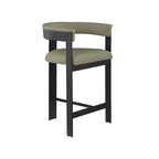 Meridian Furniture, Tabouret de comptoir Romeo en cuir vegan vert olive, Lot de 2