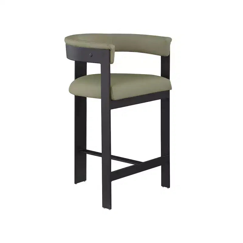 Meridian Furniture, Tabouret de comptoir Romeo en cuir vegan vert olive, Lot de 2