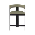 Meridian Furniture, Tabouret de comptoir Romeo en cuir vegan vert olive, Lot de 2