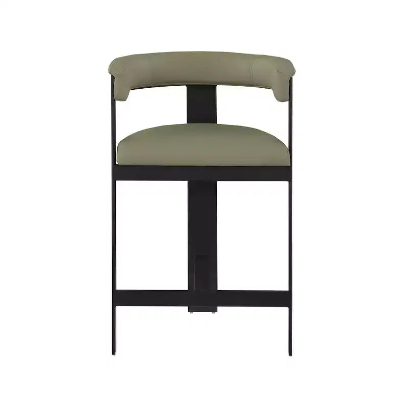 Meridian Furniture, Tabouret de comptoir Romeo en cuir vegan vert olive, Lot de 2