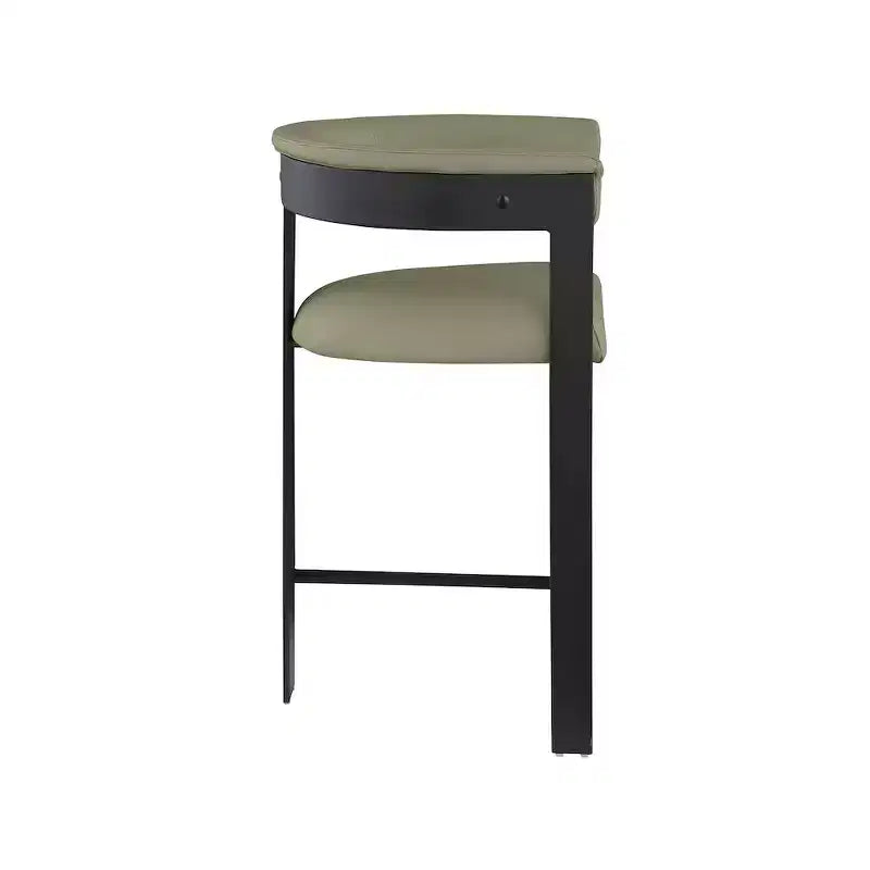 Meridian Furniture, Tabouret de comptoir Romeo en cuir vegan vert olive, Lot de 2