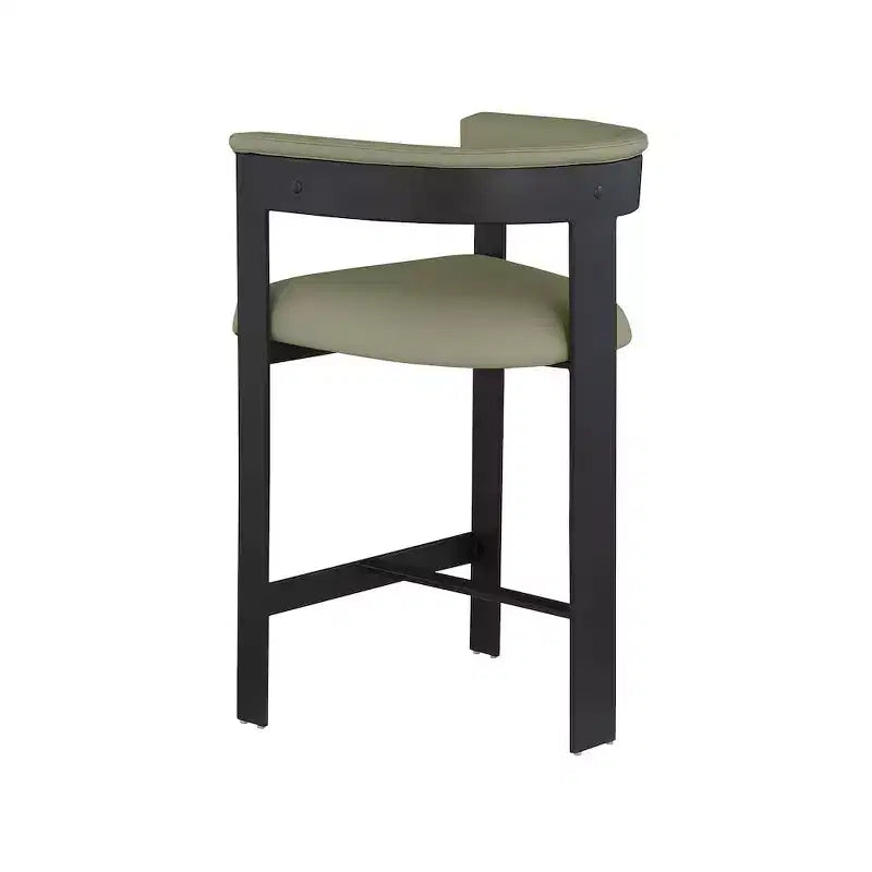 Meridian Furniture, Tabouret de comptoir Romeo en cuir vegan vert olive, Lot de 2