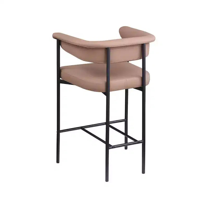 Meridian Furniture, Tabouret de comptoir Malin en similicuir vegan couleur tan, lot de 2