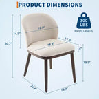 Lot de 2 chaises de salle à manger modernes, chaises rembourrées avec pieds en bois, dossier ergonomique, capacité de 120 kg pour cuisine, salle à manger, restaurant