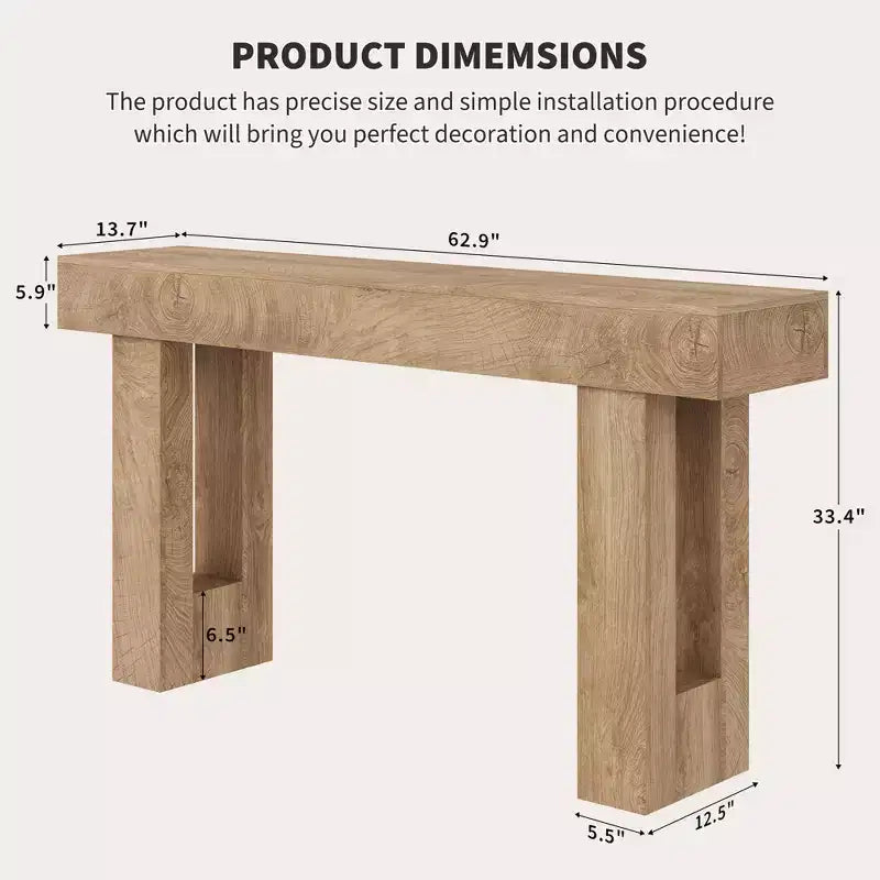 Console de 160 cm de long - Table d'entrée en bois style ferme, Table de canapé vintage derrière le canapé pour le salon, le couloir