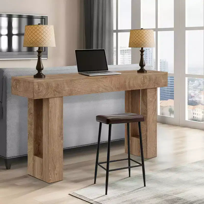 Console de 160 cm de long - Table d'entrée en bois style ferme, Table de canapé vintage derrière le canapé pour le salon, le couloir