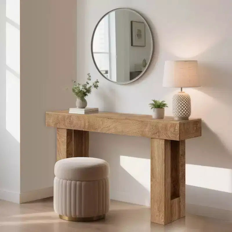 Console de 160 cm de long - Table d'entrée en bois style ferme, Table de canapé vintage derrière le canapé pour le salon, le couloir