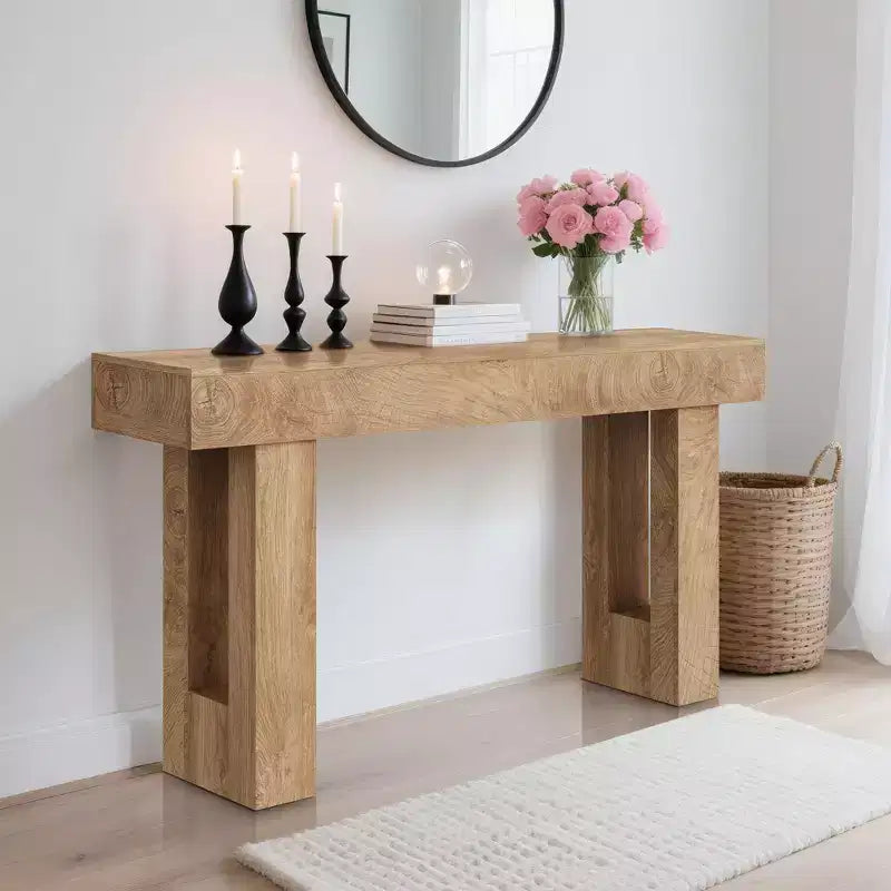 Console de 160 cm de long - Table d'entrée en bois style ferme, Table de canapé vintage derrière le canapé pour le salon, le couloir