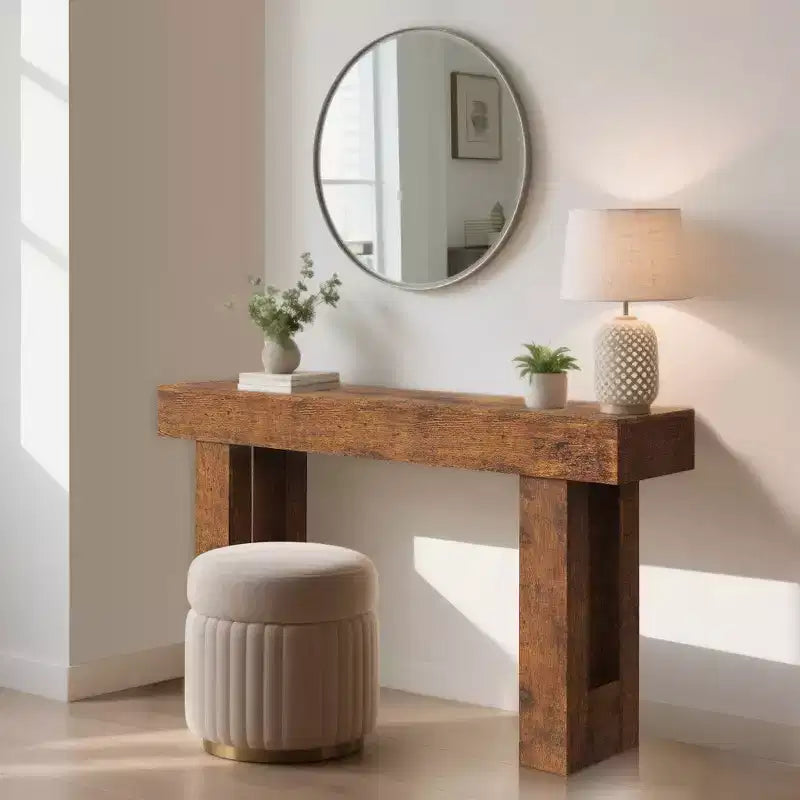 Console de 160 cm de long - Table d'entrée en bois style ferme, Table de canapé vintage derrière le canapé pour le salon, le couloir
