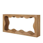 MAYEERTY Table console à 2 niveaux festonnée et ondulée de 63 po, table d'entrée de ferme rétro avec grain de bois naturel