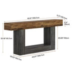 MAYEERTY Table console à 2 niveaux festonnée et ondulée de 63 po, table d'entrée de ferme rétro avec grain de bois naturel