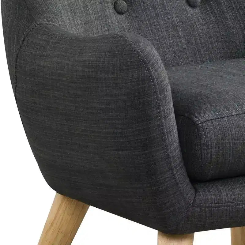 HOMLUX Fauteuil d'appoint en lin de 19,5 W pour enfants avec dossier capitonné et pieds en bois