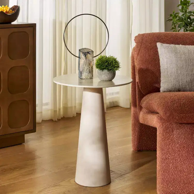 Table d'appoint Nurem courte en céramique - ACC2901A - Céramique beige/beige - Safavieh