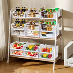 VECELO Organisateur de placard en plastique à 4 niveaux, tiroirs de rangement superposables pour pulls, organisateur de garde-robe pliable, gris